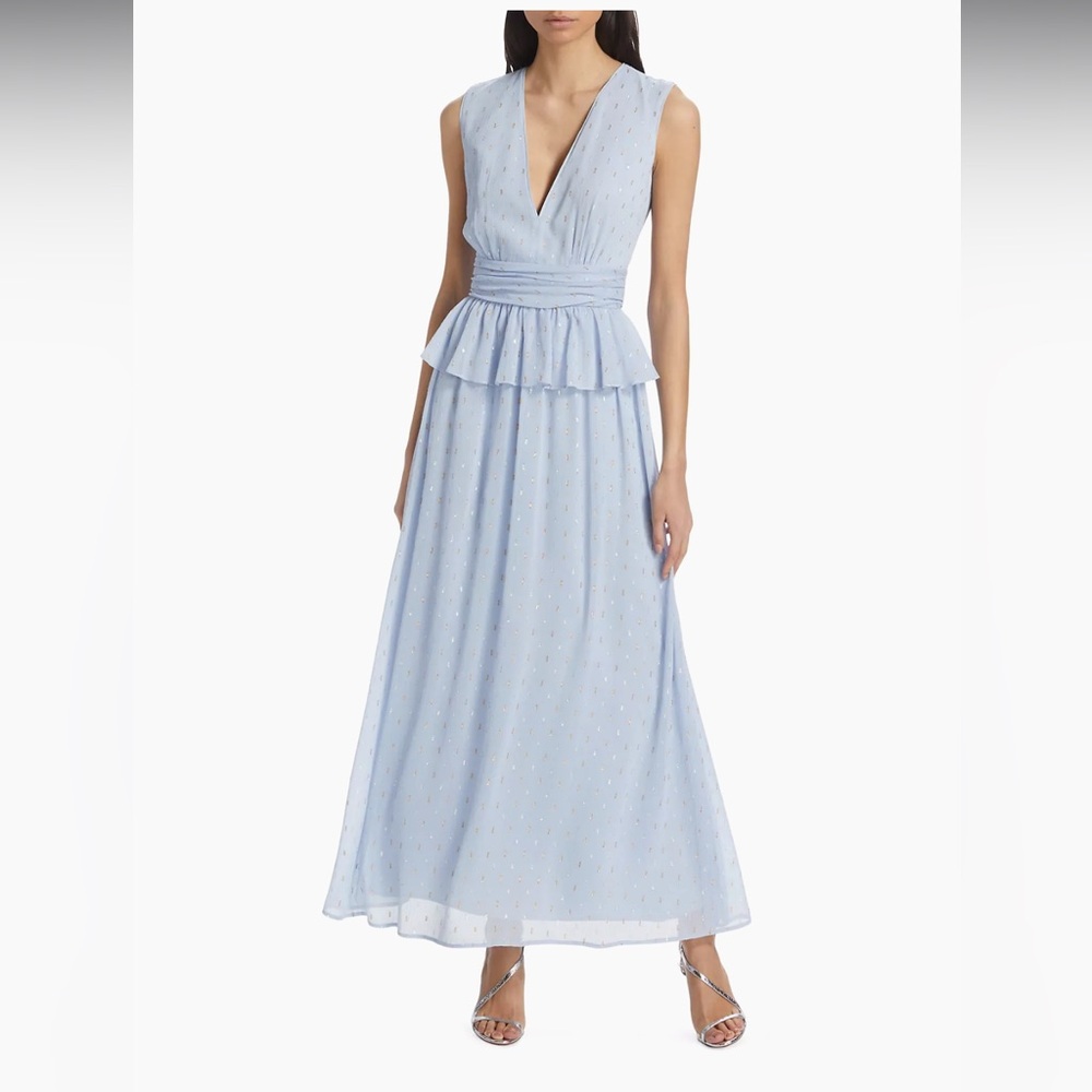 New! LDT V-Neck Flounce‎ Chiffon Gown